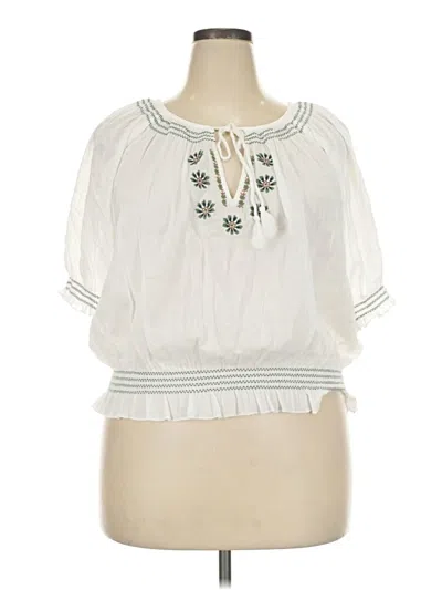 Pre-owned Universal Thread Short Sleeve Blouse In White