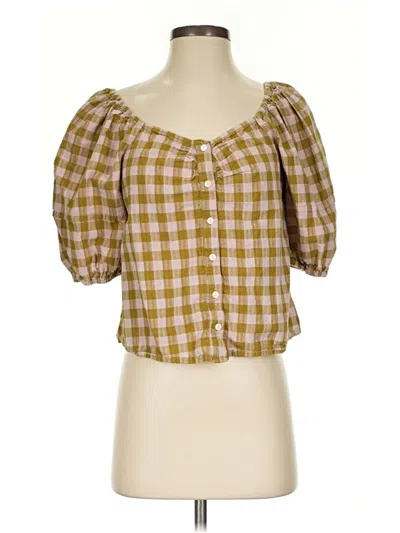 Pre-owned Universal Thread Short Sleeve Blouse In Yellow