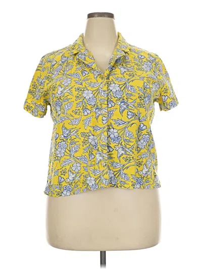 Pre-owned Universal Thread Short Sleeve Blouse In Yellow