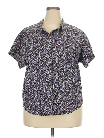 Pre-owned Universal Thread Short Sleeve Button Down Shirt In Blue