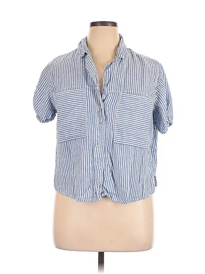 Pre-owned Universal Thread Short Sleeve Button Down Shirt In Blue