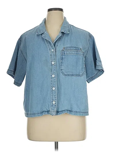 Pre-owned Universal Thread Short Sleeve Button Down Shirt In Blue