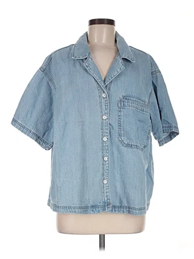 Pre-owned Universal Thread Short Sleeve Button Down Shirt In Blue