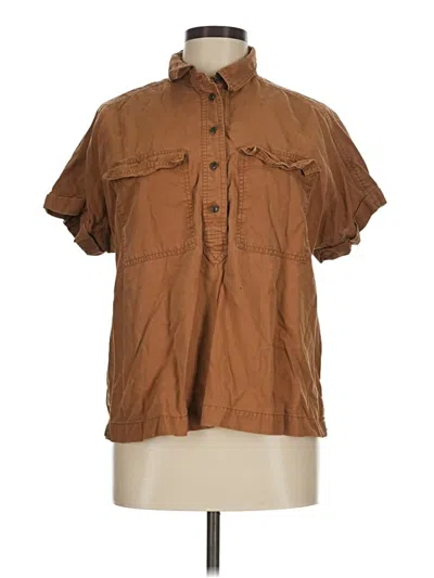 Pre-owned Universal Thread Short Sleeve Button Down Shirt In Brown