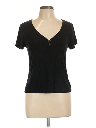 Pre-owned Universal Thread Short Sleeve Henley Shirt In Black