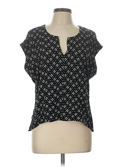 Pre-owned Universal Thread Short Sleeve Top Black Keyhole Neckline Tops