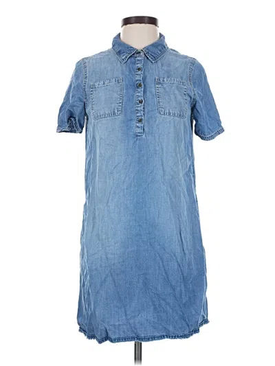 Pre-owned Universal Thread Short Sleeve Top Blue Collared Neckline Tops
