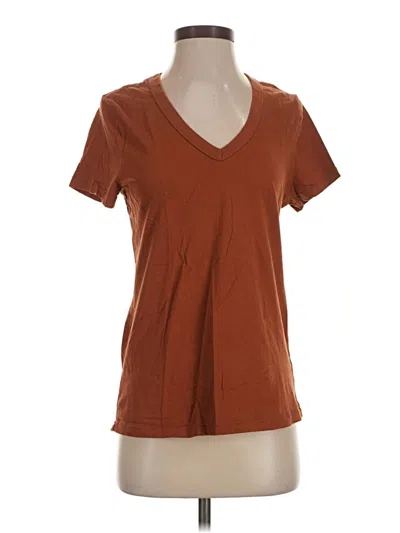 Pre-owned Universal Thread Short Sleeve Top Brown V-neck Tops