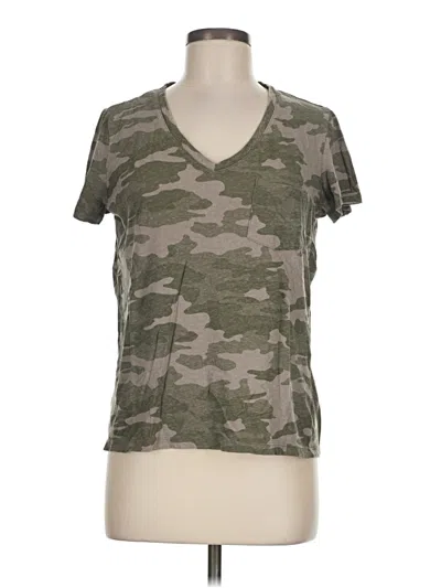 Pre-owned Universal Thread Short Sleeve Top Gray Camo Pattern V-neck Tops