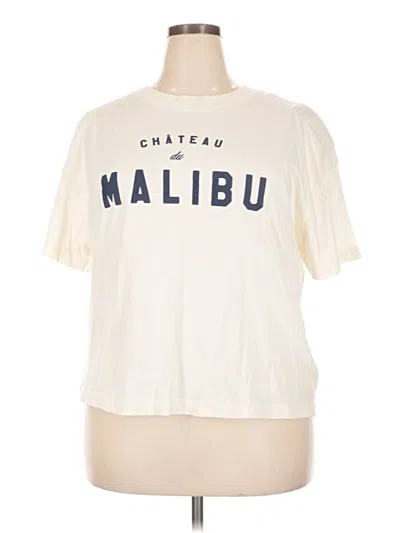 Pre-owned Universal Thread Short Sleeve Top Ivory Crew Neck Tops