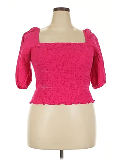 Pre-owned Universal Thread Short Sleeve Top Pink Sweetheart Neckline Tops
