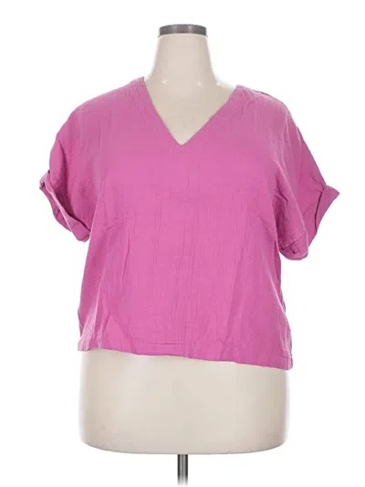 Universal Thread Short Sleeve Top Pink V-neck Tops