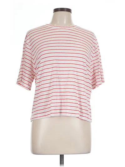 Pre-owned Universal Thread Short Sleeve Top Red Stripes Pattern Mock Neckline Tops