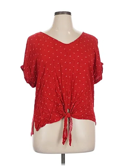Pre-owned Universal Thread Short Sleeve Top Red V Neck Tops