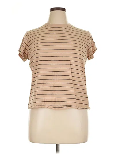 Pre-owned Universal Thread Short Sleeve Top Tan Mock Neckline Tops