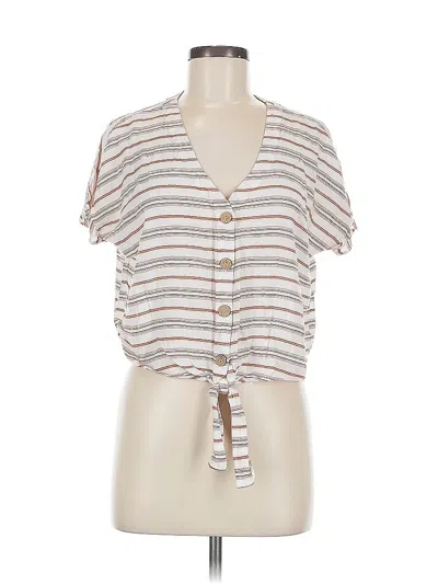 Pre-owned Universal Thread Short Sleeve Top White Plunge Neckline Tops