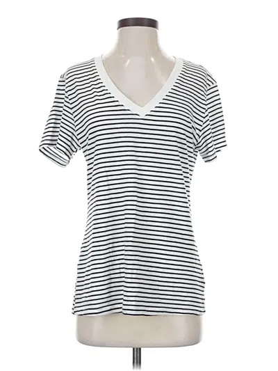 Pre-owned Universal Thread Short Sleeve Top White Stripes Pattern V-neck Tops