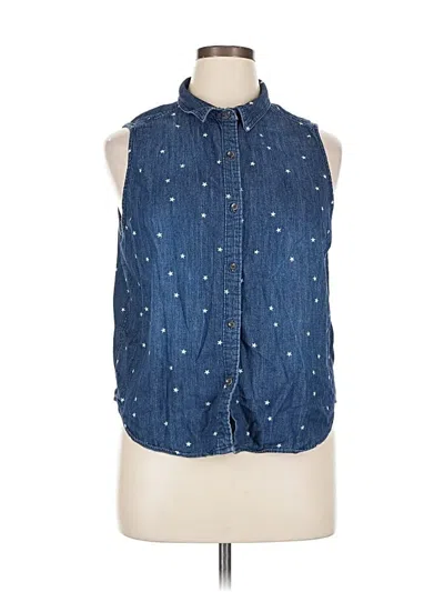 Pre-owned Universal Thread Sleeveless Button Down Shirt In Blue