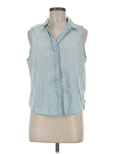 Pre-owned Universal Thread Sleeveless Button Down Shirt In Blue