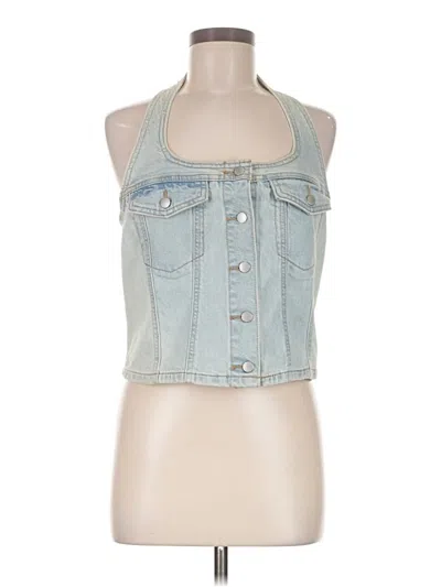 Pre-owned Universal Thread Sleeveless Button Down Shirt In Blue