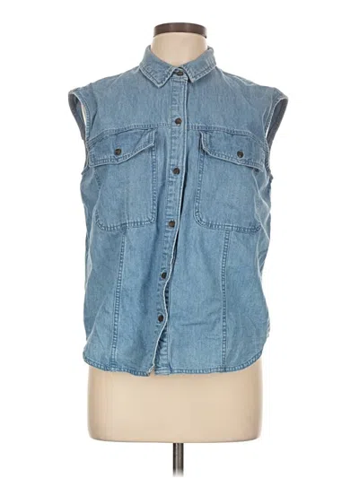 Pre-owned Universal Thread Sleeveless Button Down Shirt In Blue