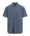 Universal Works Western Garage Short-sleeved Shirt In Blue