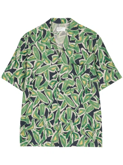 Universal Works Artist Flower Linen-cotton Shirt In Green