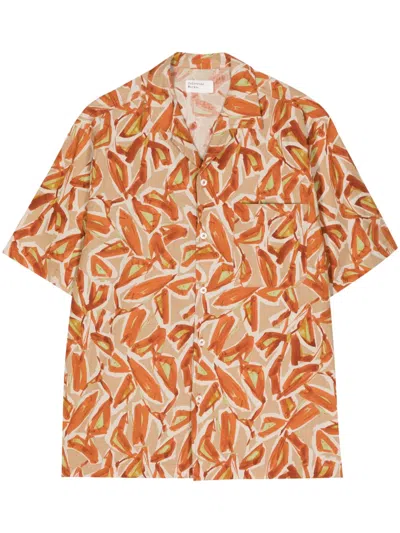 Universal Works Artist Flower Linen-cotton Shirt In Orange