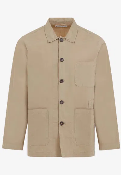 Universal Works Bakers Overshirt In Nude & Neutrals