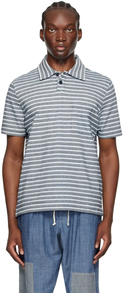 Universal Works Blue Newlyn Polo In Indigo