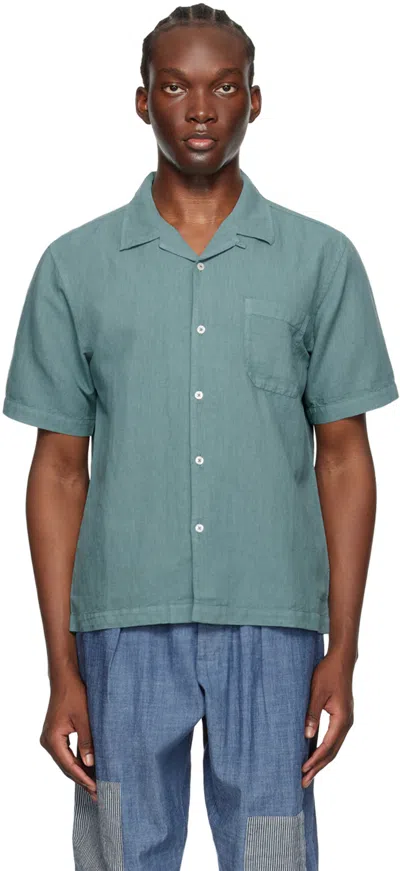 Universal Works Blue Road Shirt In Sea Blue