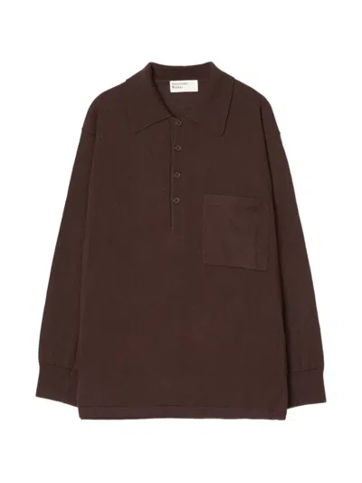 Universal Works Button-down Merino Wool Sweater In Brown