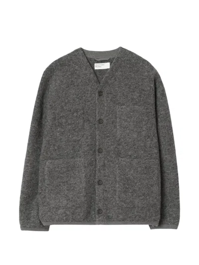Universal Works Button-up Patch-pocket Cardigan In Grey