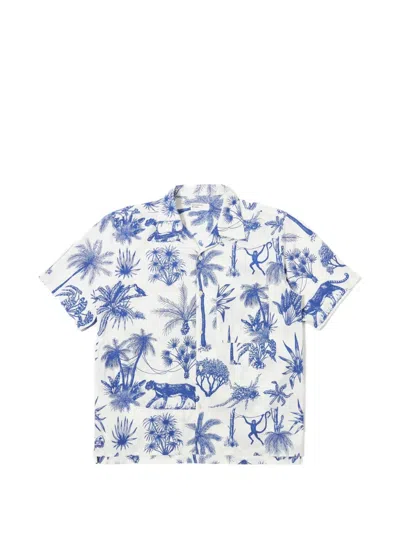 Universal Works Camp Graphic-print Shirt In Blue