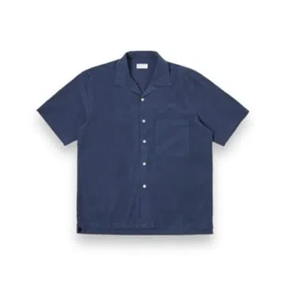 Universal Works Camp Ii Shirt 30269 Gardenia Lycot Navy In Blue