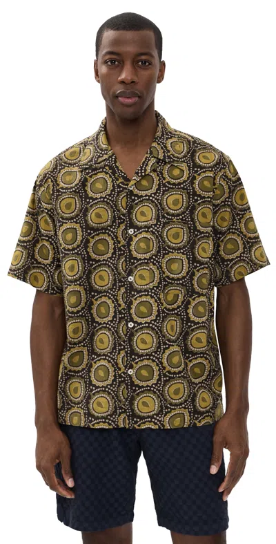 Universal Works Camp Shirt Olive In Brown