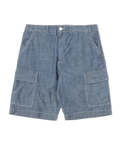Universal Works Chambray Cotton Cargo Shorts In Gray