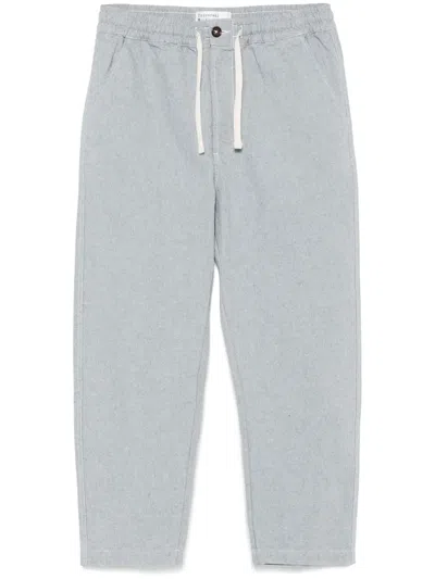 Universal Works Chambray Trousers In Blue