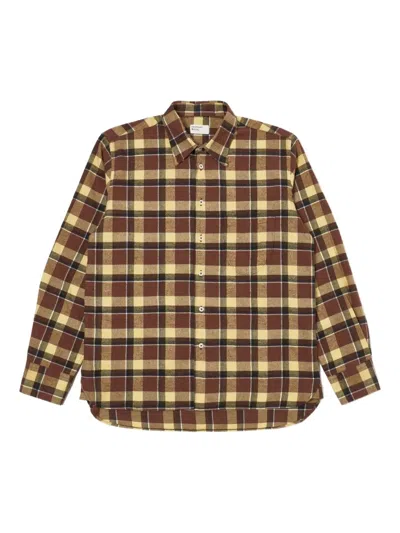Universal Works Check Button-down Shirt In Brown