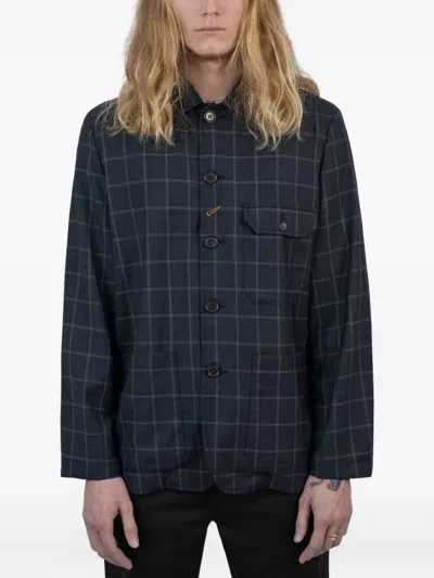 Universal Works Checked Pocket Jacket In Blue