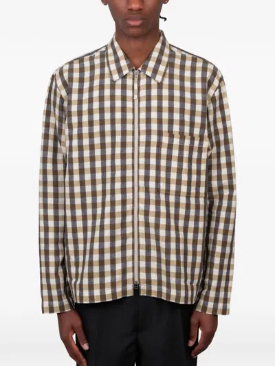 Universal Works Check-pattern Zip-up Shirt In Multi