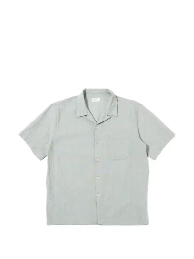 Universal Works Chest-pocket Textured Shirt In Gray