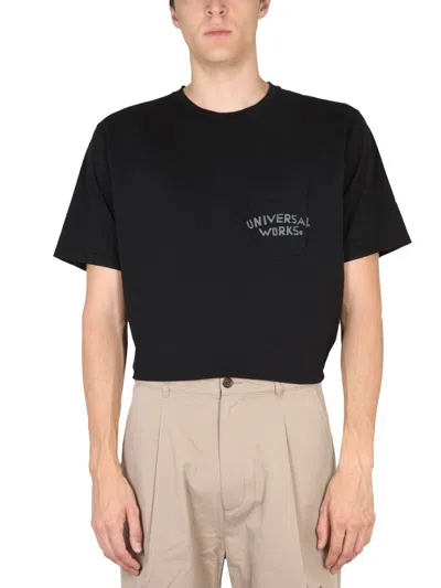 Universal Works Classic Crewneck T-shirt With Front Pocket For Men In Animal Print