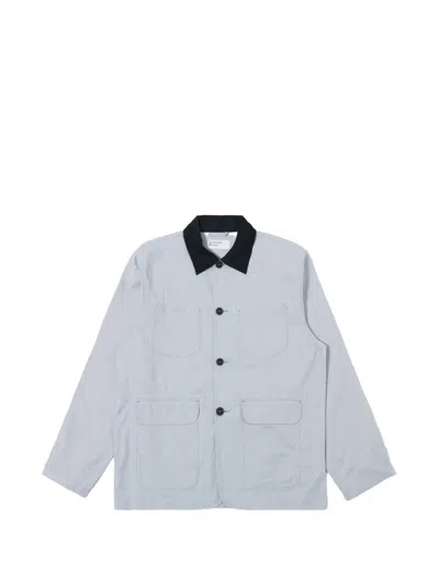 Universal Works Contrast Collar Shirt Jacket In Blue