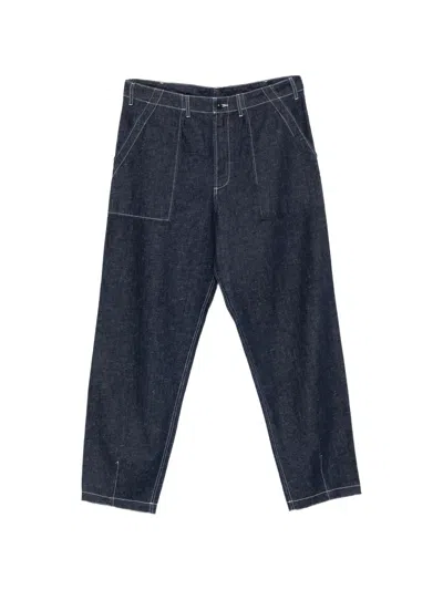 Universal Works Contrast-stitch Jeans In Blue