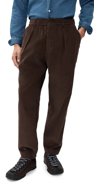 Universal Works Corduroy Pleated Track Pants Cacao In Brown