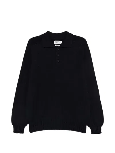 Universal Works Curtis Polo Sweater In Blue