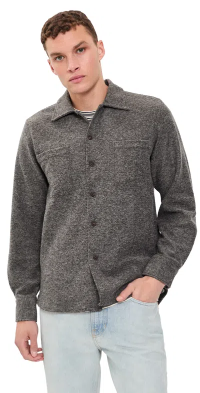 Universal Works Dam Marl Knit Overshirt Mid Brown