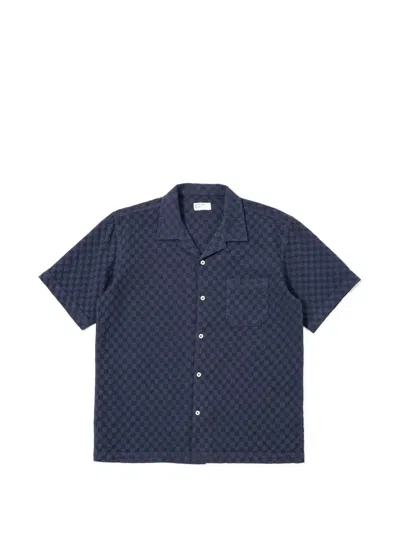 Universal Works Dotted Textured Shirt In Blue