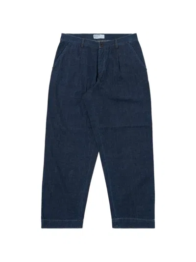 Universal Works Duke Pleat-detail Jeans In Blue